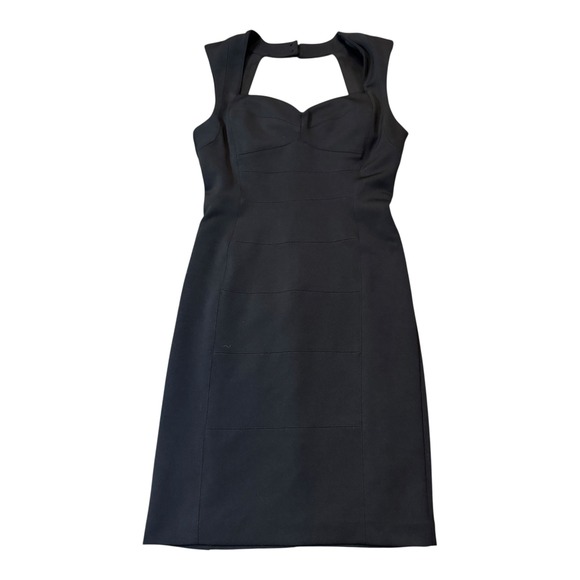 White House Black Market Sleeveless Black Dress Size 6 Cutout Sweetheart - Picture 1 of 9